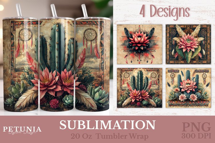 Boho Western Aztec Tumbler Wrap | 20 oz Tumbler Sublimation
