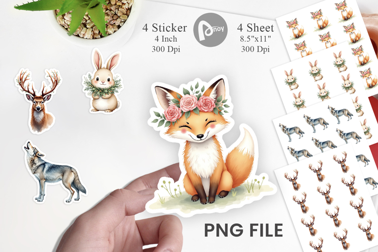 Boho Winter Animals Sticker
