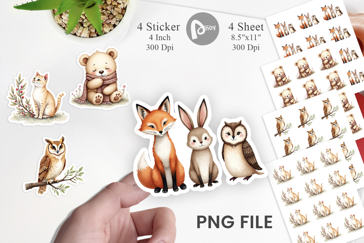 Boho Winter Animals Sticker