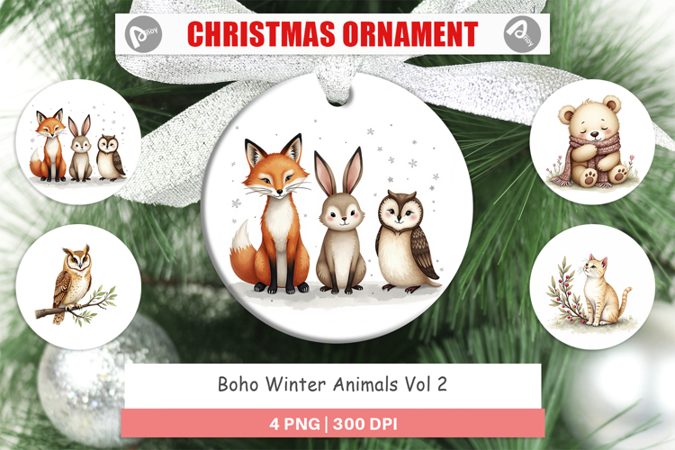 Boho Winter Animals Ornament
