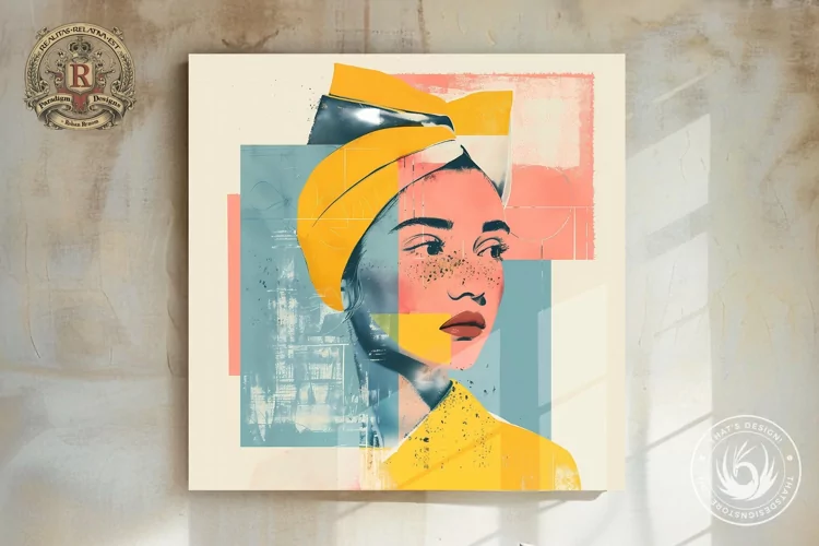 Pastel Vintage Boho Woman Portrait Wall Art - 11 Dimensions