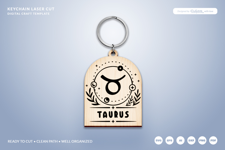 Boho Zodiac Keychain Laser Cut SVG - Taurus