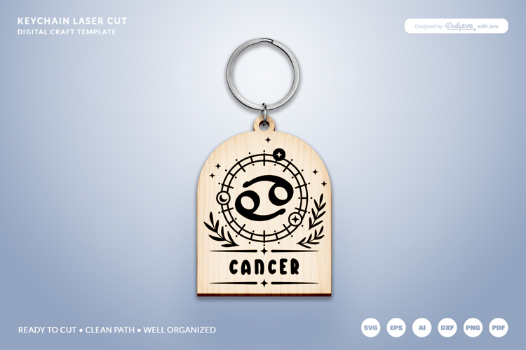 Boho Zodiac Keychain Laser Cut SVG - Cancer
