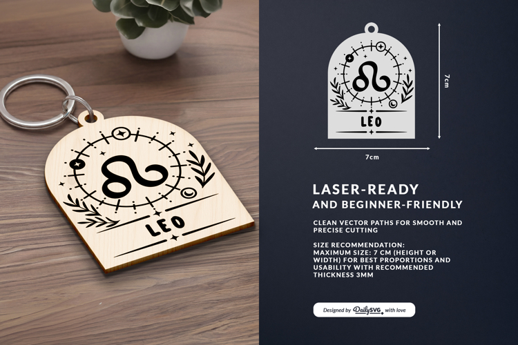 Boho Zodiac Keychain Laser Cut SVG - Leo