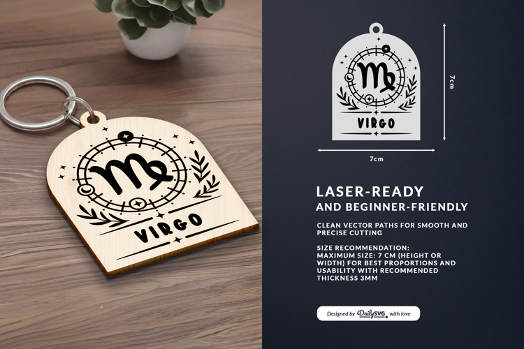 Boho Zodiac Keychain Laser Cut SVG - Virgo