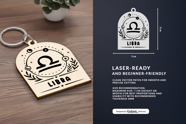 Boho Zodiac Keychain Laser Cut SVG - Libra