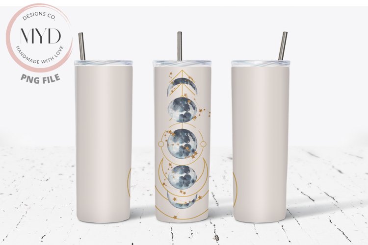 Moon Phase, Nude, Gold, Eclipse Sublimation Tumbler Design example image 1