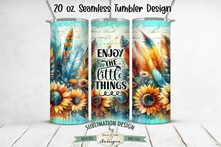 Enjoy The Little Things Boho 20oz Seamless Tumbler Wrap example image 1