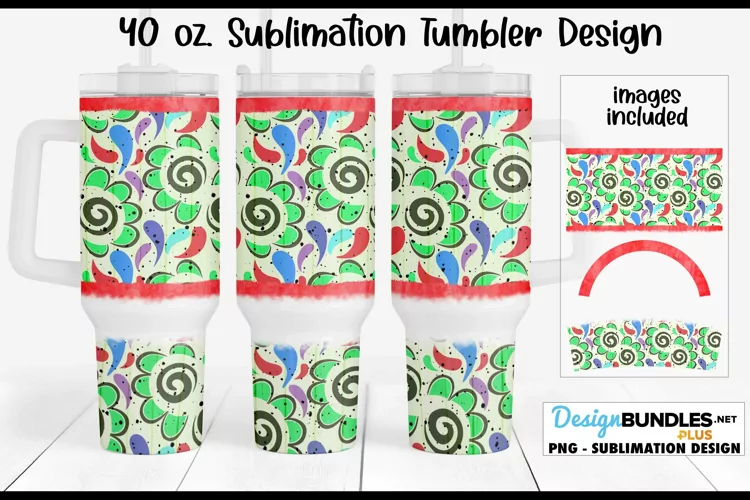 Bold Flowers 40 oz Sublimation Tumbler Design