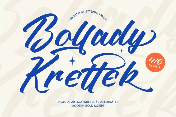Bollady Krettek - Modern Bold Script example image 1
