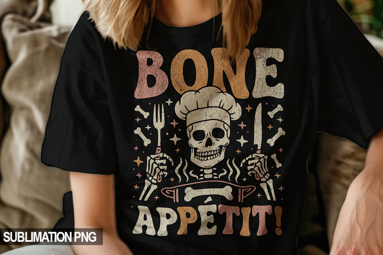 Chef Skeleton Bone Appétit Halloween PNG Design