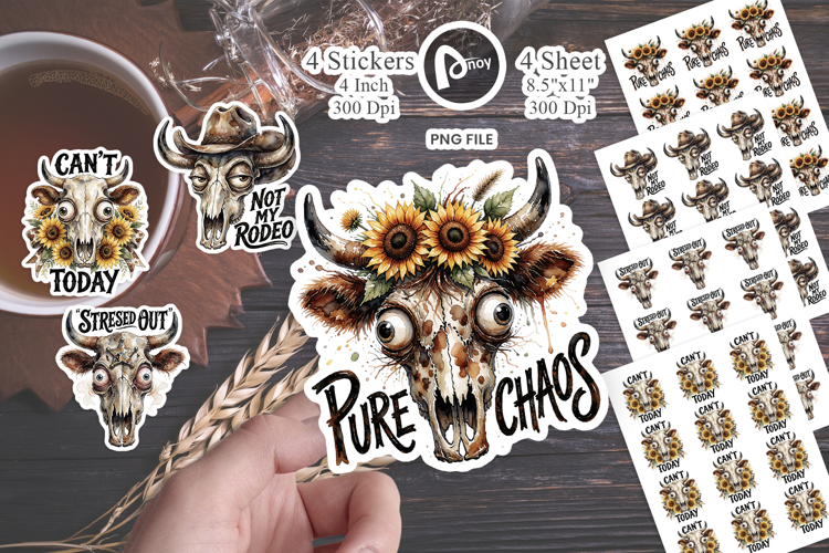 Exhausted Bull Skulls Sticker