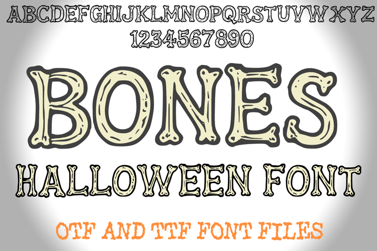 Bones Halloween Alphabet Lettering ABC Skeleton Text Font Illustration