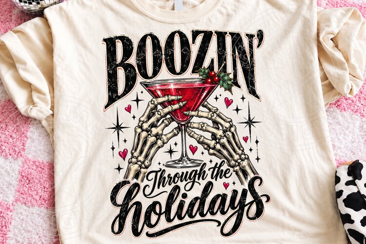 Bones Through the Holidays Funny Christmas Skeleton Cocktail example image 1