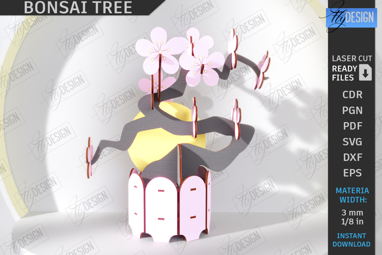 3D Bonsai Tree Laser Cut|DIY Orchid Model|Wooden Constructor