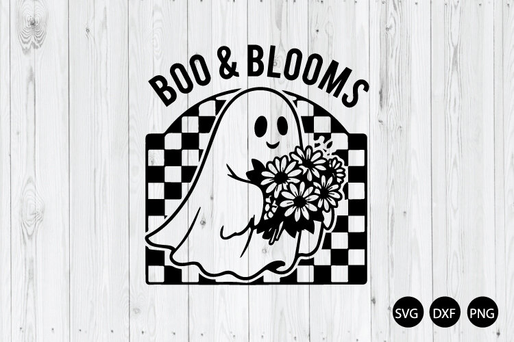 Boo and Blooms SVG, Halloween SVG, Ghost SVG, Spooky SVG example image 1