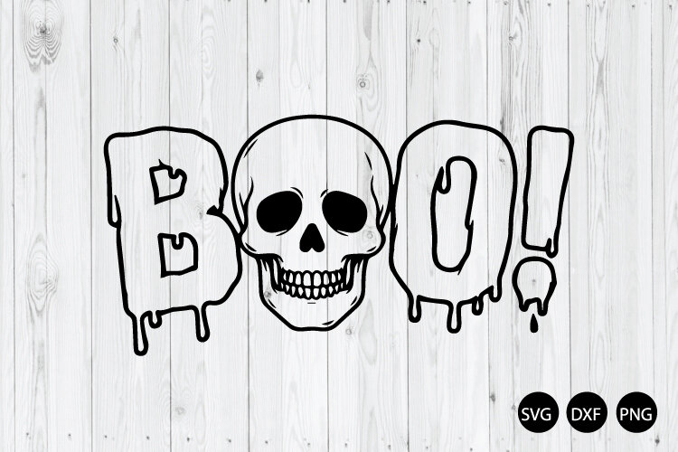 Boo SVG, Halloween Skull SVG, Skull SVG, Halloween SVG example image 1