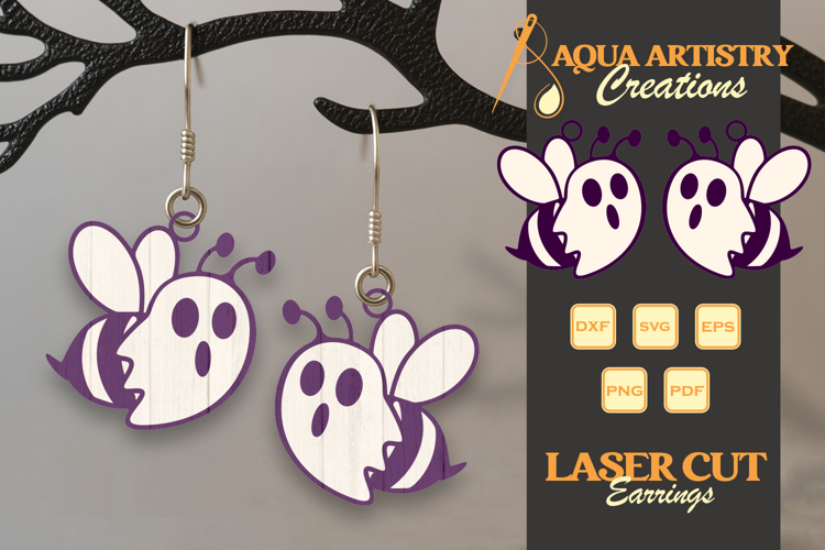 Boo Bee Halloween Earrings Laser Cut SVG Template