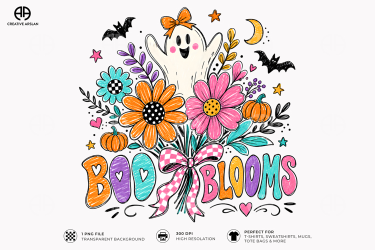 Boo Blooms Floral Ghost PNG - Cute Halloween Shirt Design