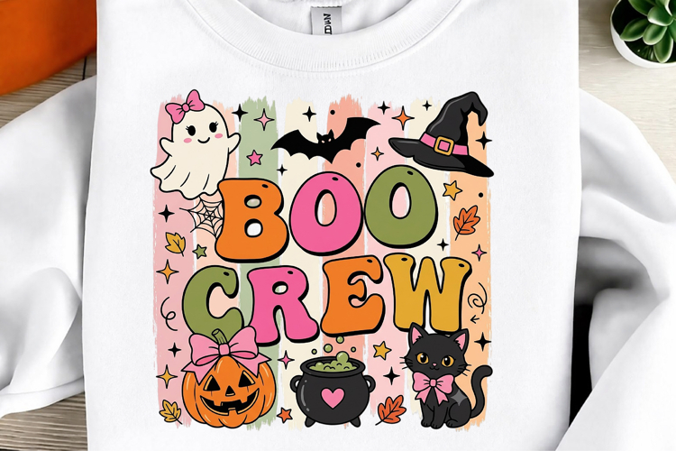 Boo Crew Striped Halloween PNG