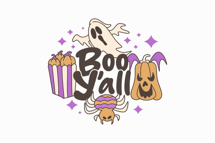 Boo Yall Halloween Doodles T-shirt Design