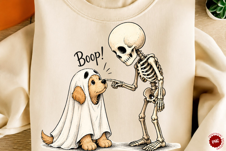Boo Ghost Dog Halloween PNG, Funny Halloween PNG, Dog PNG