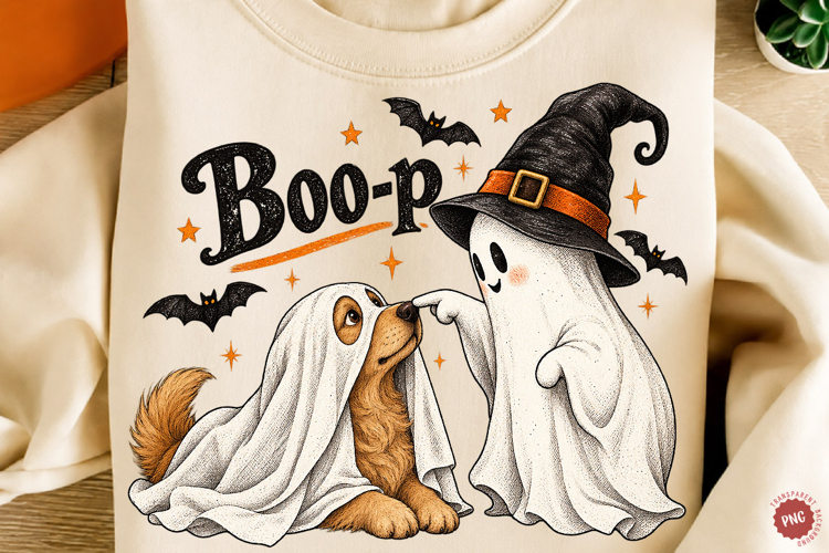 Boo Ghost Dog Halloween PNG