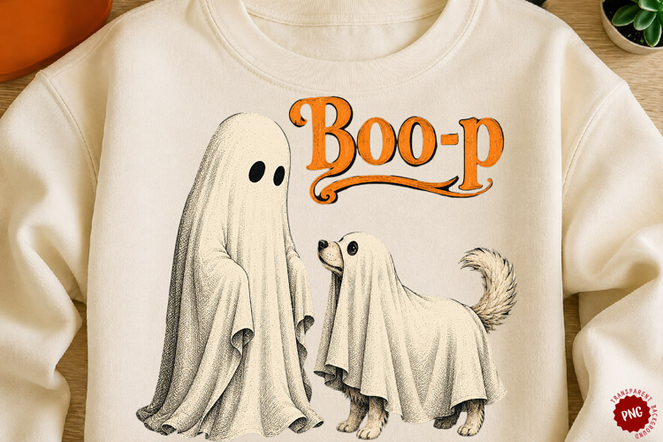 Boo Ghost Dog Halloween PNG, Funny Halloween PNG, Dog PNG