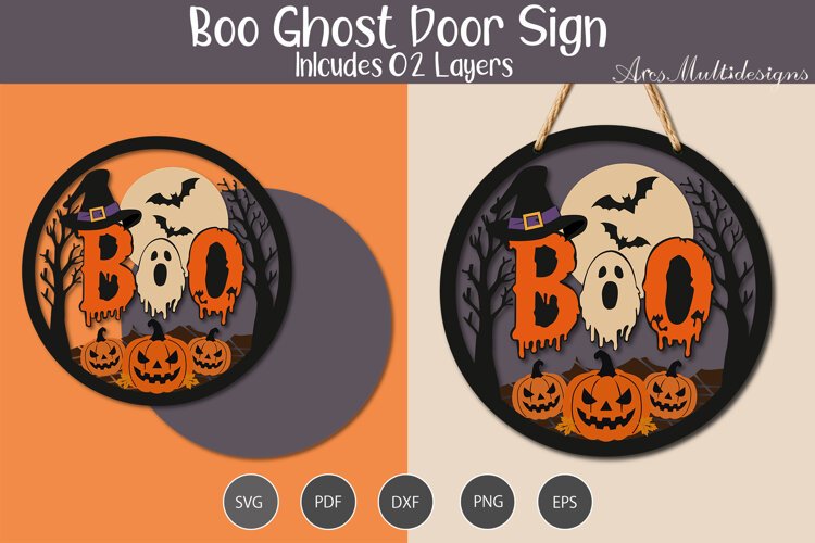 Boo ghost door sign example image 1