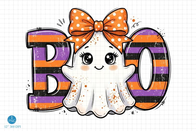 BOO Ghost Girl png, Halloween Sublimation