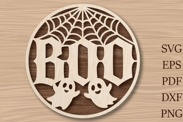 Boo Ghost Halloween Laser Cut SVG example image 1