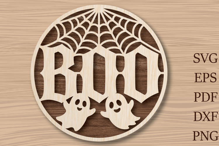 Boo Ghost Halloween Laser Cut SVG