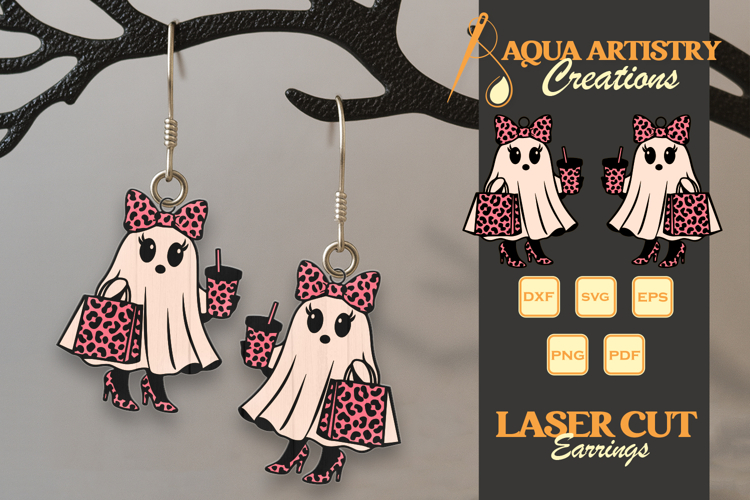 Fashionable Boo Ghost Halloween Earrings Lasercut Design