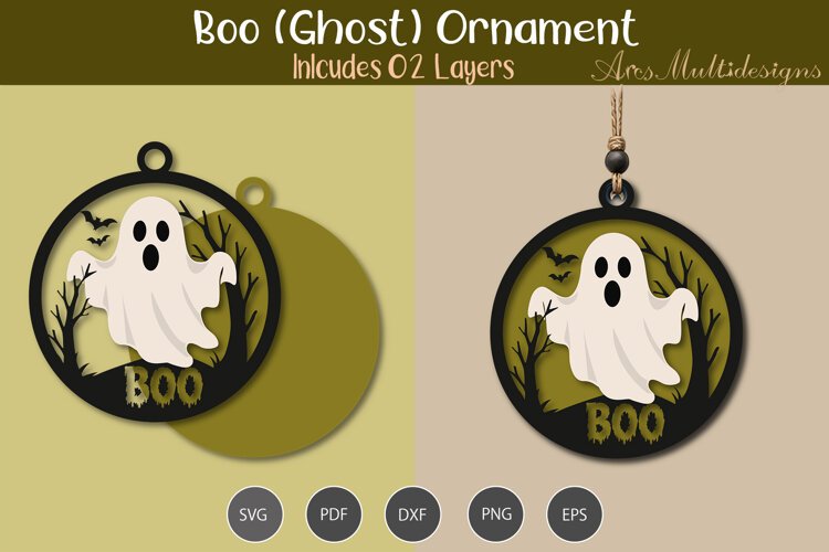 Boo Ornament SVG example image 1