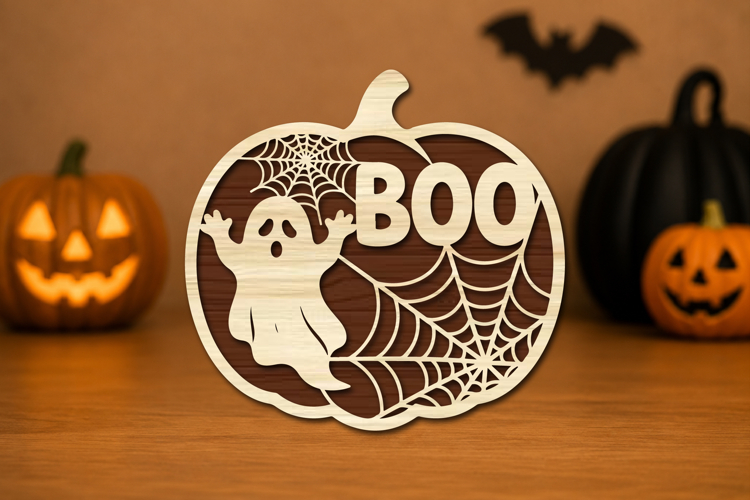 BOO Ghost Pumpkin Laser Cut SVG