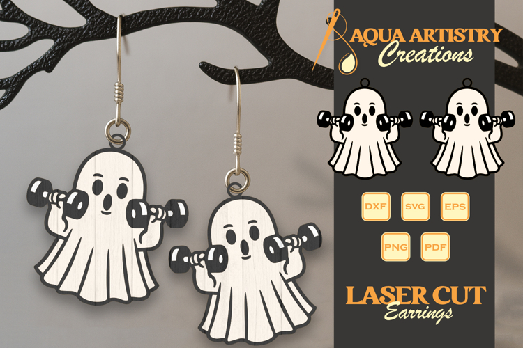 Boo Gym Keychain Halloween Earrings Lasercut Design