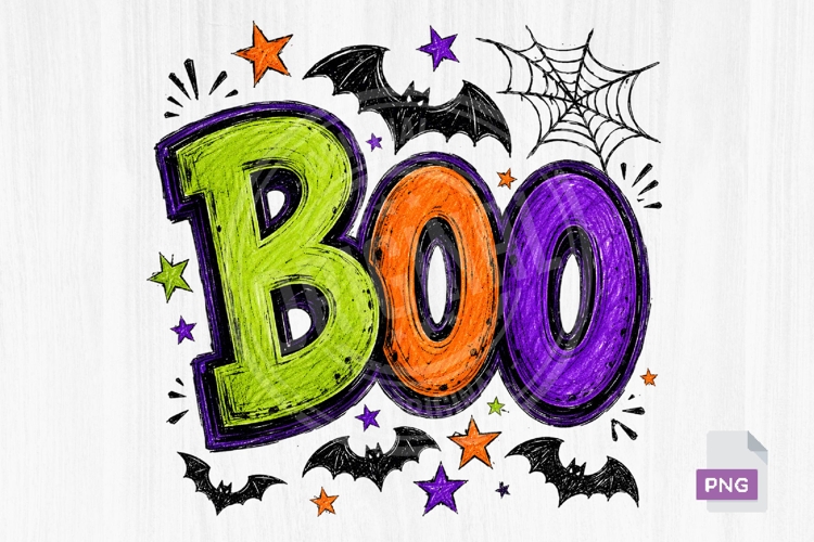 Boo Halloween PNG, Retro Neon Halloween Shirt Design, Spooky