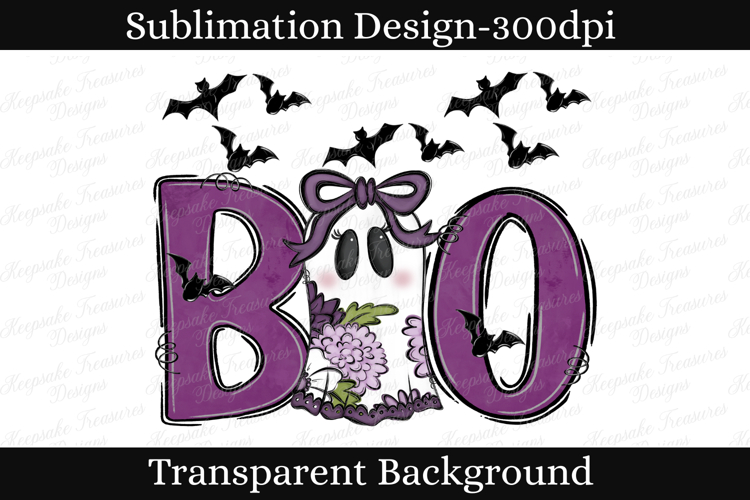 Cute Halloween Boo Ghost Sublimation PNG, Hand Drawn