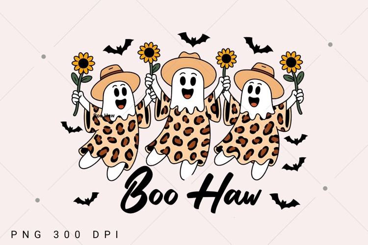 Boo Haw Ghosts PNG, Checkered Halloween PNG