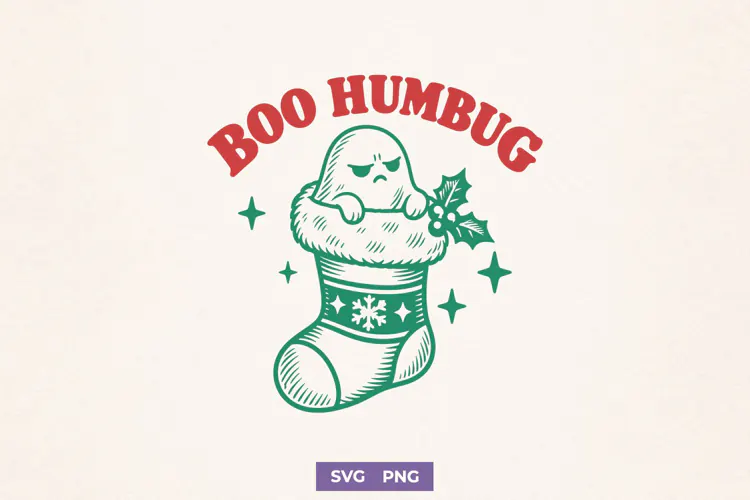 Boo Humbug SVG, Creepmas PNG, Spooky Christmas Trendy Design