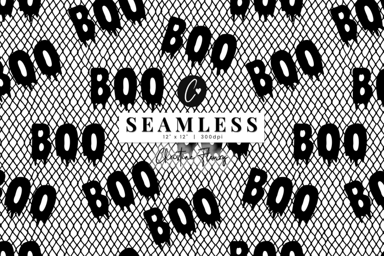 Seamless Boo Lace Pattern | Halloween PNG