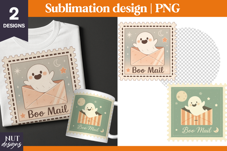 Post Stamp Halloween t-shirt, Retro Halloween PNG Boo Mail