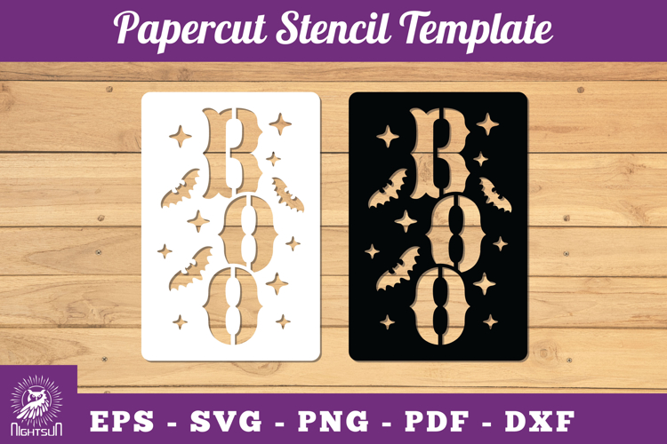 Boo Papercut Stencil SVG
