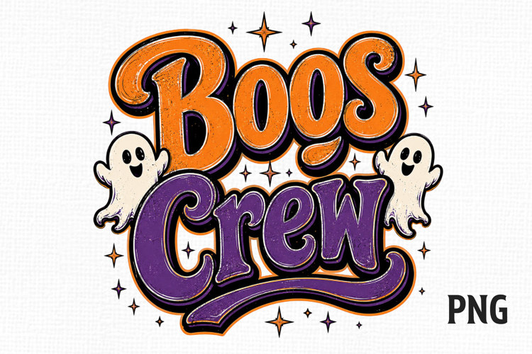 Boo's Crew Cute Ghost Halloween Typography PNG
