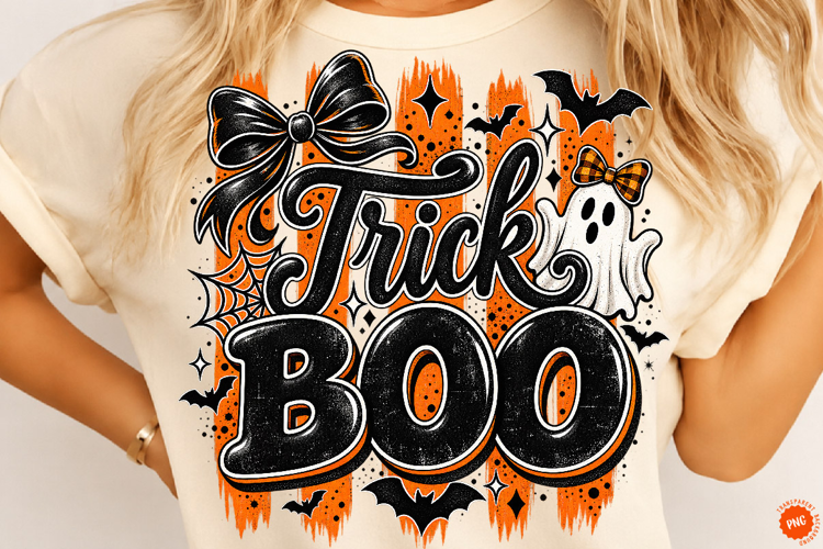 BOO Striped PNG, Preppy Halloween Png