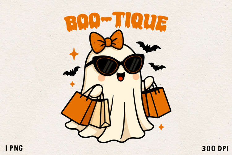 Girly Ghost Cute Halloween PNG Sublimation Design