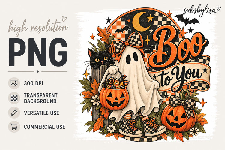 Halloween PNG Sublimation Ghost Boo