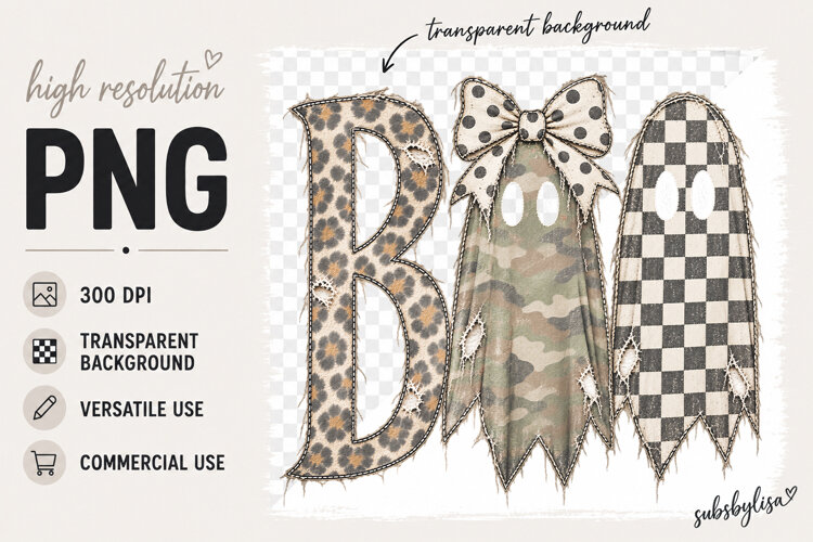 Boo png, Ghost Halloween Bow Clipart PNG Design example image 1