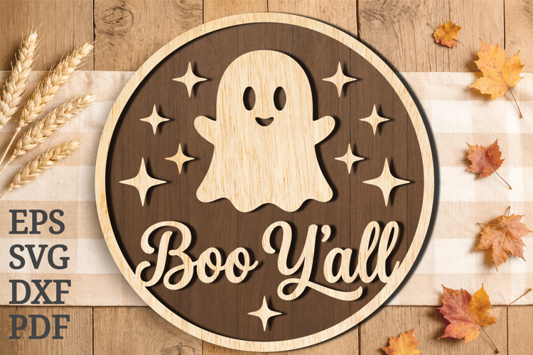 Boo Y'all Cute Ghost Halloween Laser Cut SVG