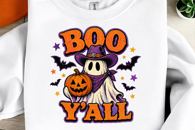 Boo Yall Halloween Sublimation Design example image 1